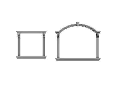 Sturdy Hardware Tools Square And Arch Metal Frames With Columns Design 3d model