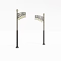Vintage Decorative Outdoor Street Lights With Black Metal Poles And Ornate Lamp Designs
