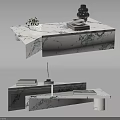 Modern Marble Coffee Table With Decorative Items And Minimalist Design Style 3d model