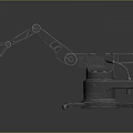 Industrial Robotic Arm With Black Metal Structure Stable Base And Articulated Joints