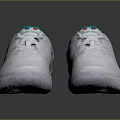 White Sports Sneakers With Green Accents And Logo For Casual Style Wear