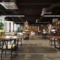 Modern Public Office Space With Wooden Tables Comfortable Chairs And Green Plants