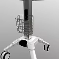 White Mobile Medical Cart With Laptop And Storage Basket On Wheels