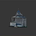 Historic Church Building Model Featuring Bell Tower Dome Roof And Stone Exterior Walls