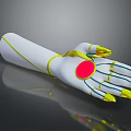 Game Movie Character Mechanical Arm White Design Yellow Nails Red Palm Circle Blue Joint Lines
