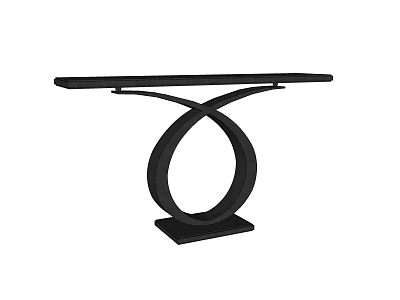 Sleek Black Console Table With Circular Cross Base And Rectangular Top Design 3d model