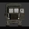 Vintage Military Truck With Canvas Covered Cargo Bed And Rustic Design