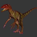 Colorful Theropod Dinosaur In Standing Pose With Open Mouth Sharp Claws And Vibrant Skin