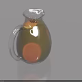 Transparent Glass Vase With Brown Orange Accents And Handle For Decorative Flower Arrangement