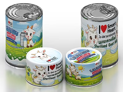 Smart Heart Sheriff Canned Goat Milk Products With Lamb Design Packaging 3d model