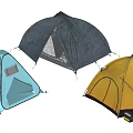 Three Different Colored Camping Tents Blue Dark Blue Yellow Outdoor Gear