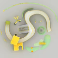 Colorful Children's Playground Structure with Slide Swing and Climbing Elements