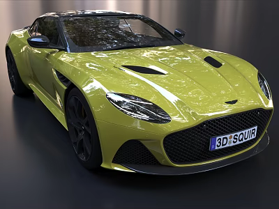 Yellow Luxury Sports Car With Sleek Design Front Grille And Black Wheels 3d model