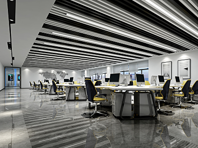 Modern public office area Open office area 3d model