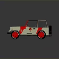Vintage Jeep Convertible With Beige And Red Body Red Wheels And Classic Logo