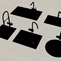 Modern Kitchen Sinks With Various Single Double Bowl Round Rectangular Designs 3d model
