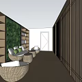 Stylish Beauty Salon Interior With Geometric Floor Tiles Wooden Partitions And Round Mirror