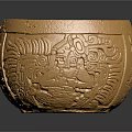 Golden Hand Carved Decorative Bowl With Intricate Patterns And Metallic Texture