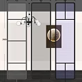 Middle Ancient French Style Glass Partition Entrance Partition Screen Partition Changhong Glass Partition Frosted Glass Ice Crushed Glass 3d model