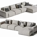 Multi-person sofa Corner sofa Large space sofa 3d model