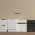 Modern Poliform Kitchen Appliances With White And Black Dishwashers In Row