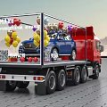 Tobacco and Alcohol Store Promotion Red Truck Transparent Display Blue Car Balloons QR Code
