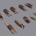 Various Traditional Wooden Boats With Different Designs And Classic Structures
