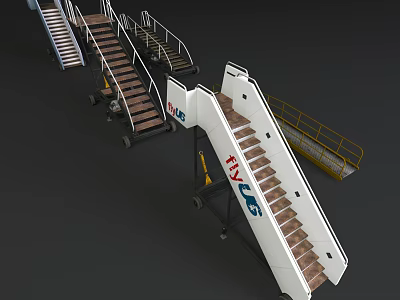HYUS Mobile Staircases For Airport Airplane Boarding With Safety Rails And Wheels 3d model