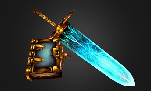 Magic Sword and Book 3d model