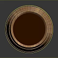 Wooden Barrel With Metal Hoops And Striped Design On Polished Surface