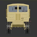 Yellow Tracked Truck Model With Long Flatbed And Metal Tracks