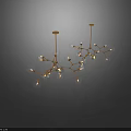 Modern Chandelier Featuring Spherical Glass Bulbs And Golden Hanging Frame Design