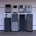 Modern Kitchen With Multiple Water Dispensers In Different Styles And Colors