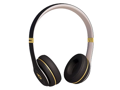 Stylish Over Ear Headphones With Black White Design And Gold Accents 3d model