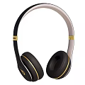 Stylish Over Ear Headphones With Black White Design And Gold Accents