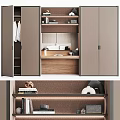 Modern Wardrobe Design With Open Hanging Space Mirror And Storage Compartments 3d model