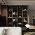 Modern Living and Dining Room Interior With White Sofa Coffee Table TV Fireplace Dining Table