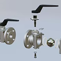 Industrial Pipe Valves With Black Handles And Metal Flange Connections