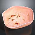 Pink Bowl Shaped Sculpture Carving with Intricate Floral Patterns on Smooth Glossy Surface