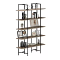 Modern Tiered Shelving Unit With Books Decorative Items Clocks Vases And Picture Frames