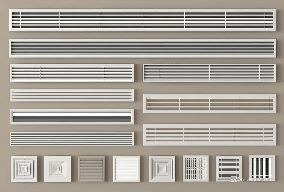 Different Types Of Air Conditioner Vents With Modern Designs For Home Interiors 3d model 