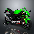 Green Kawasaki Sport Motorcycle With Sleek Design And Black Red Accents