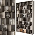 Modern Wooden Shelving Unit with Books Decorative Items and Layered Storage Design