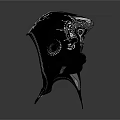 Fantasy Warrior Character Helmet With Metallic Surface And Intricate Engravings