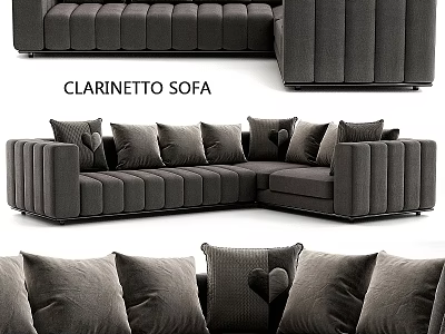 Modern Dark Gray Double Sofa With Tufted Design And Comfortable Cushions 3d model