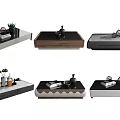 Modern Coffee Tables In Various Stylish Designs With Storage And Decorative Items 3d model