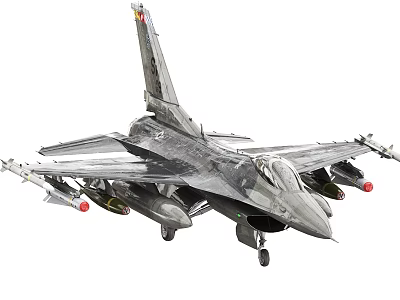 Military Fighter Jet With Camouflage Paint Attached Missiles Extended Landing Gear Ready For Action 3d model