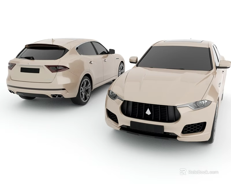 Two Beige Luxury Cars With Sleek Design 3d model 