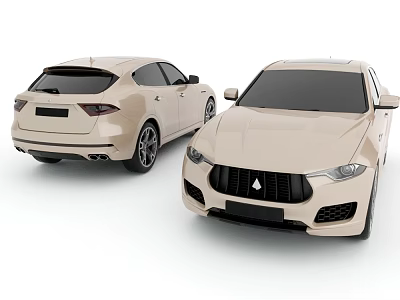 Two Beige Luxury Cars With Sleek Design 3d model