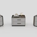 Modern Bedside Tables With Drawers And Decorative Items On Top Surface 3d model